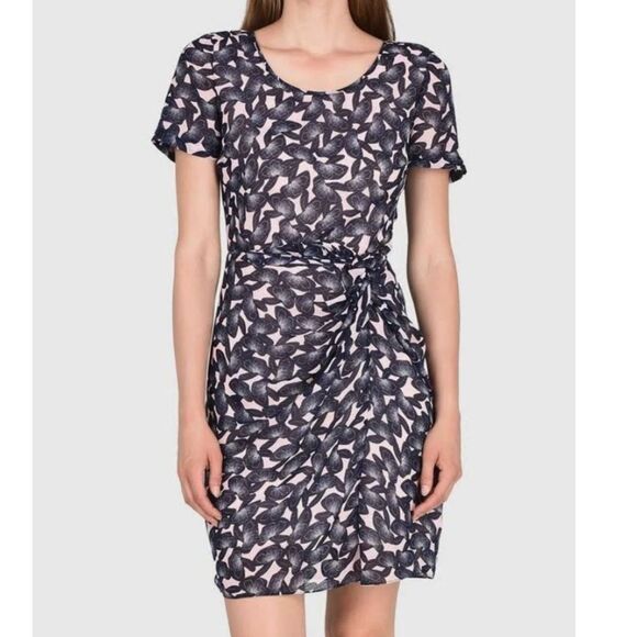 Armani Exchange Floral Dress Pink & Navy Short Sleeve Sheath Sz 4 NWT - Picture 1 of 9